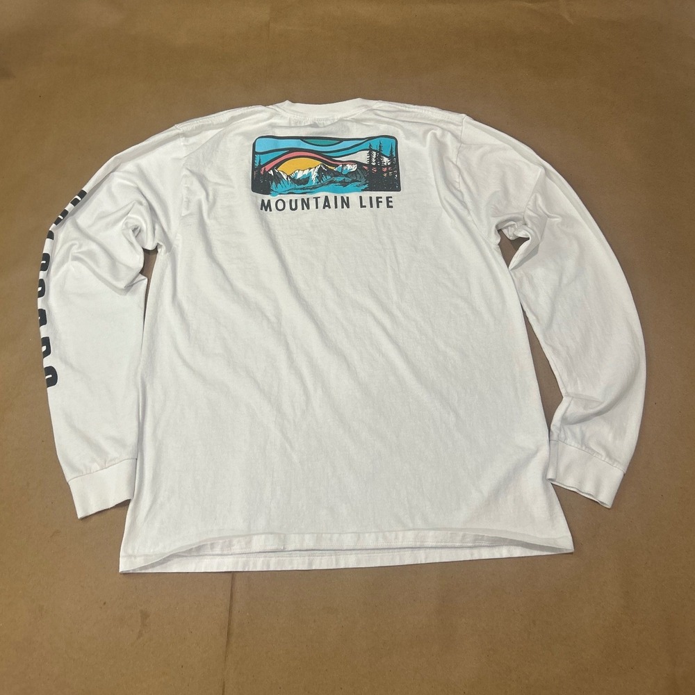 Prairie Mountain White Colorado Rocky Mountains Long Sleeve Shirt Mens Large - Picture 3 of 10